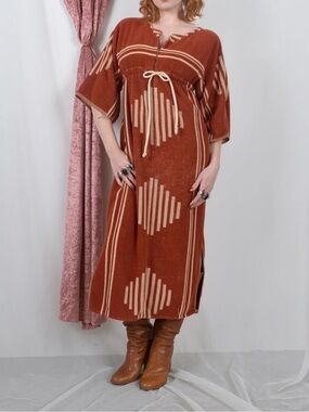 Vintage 70’s! Terrycloth kaftan towel dress s/m